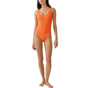 Cotton on Women's Low-Back One-Piece Swimsuit Orange Size L 15423